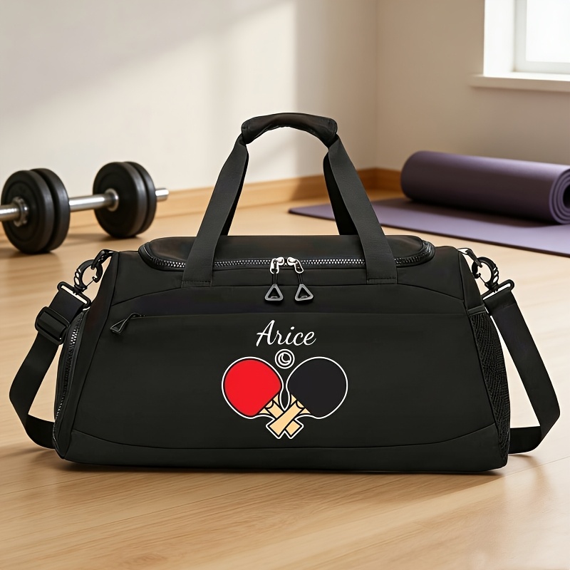 TEMU Men's Pong Sports-themed Crossbody Bag With Name/text Personalization - Large Capacity Adjustable Strap Suitable For Carrying Sports Gear,