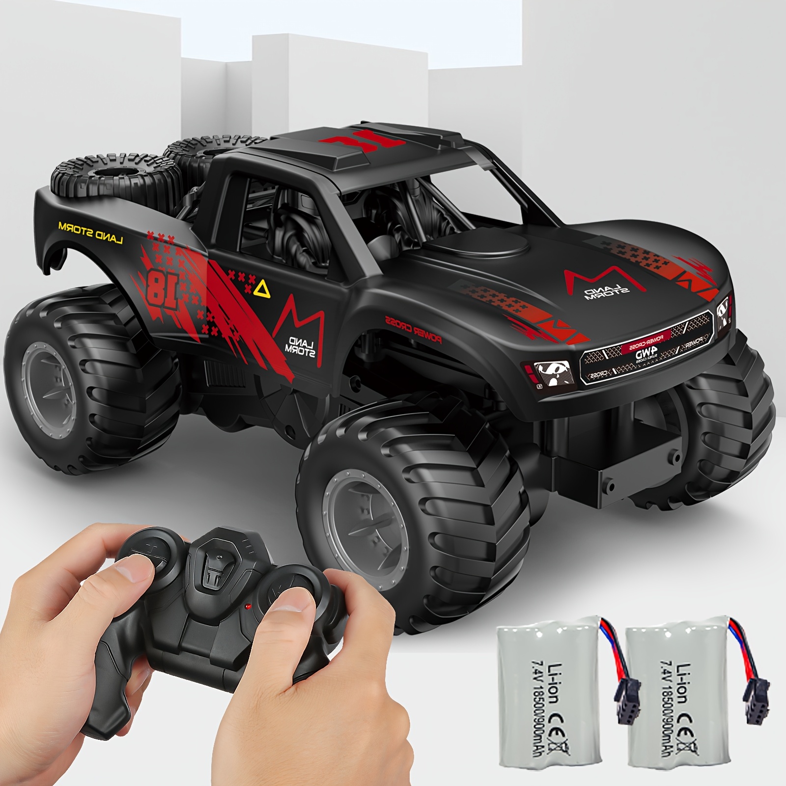 

Remote Control Cars For Boys, Rc Truck 4x4, 1::16 Scale Monster Truck, Waterproof Off-road Truck With 2 Rechargeable Batteries, Vehicle.