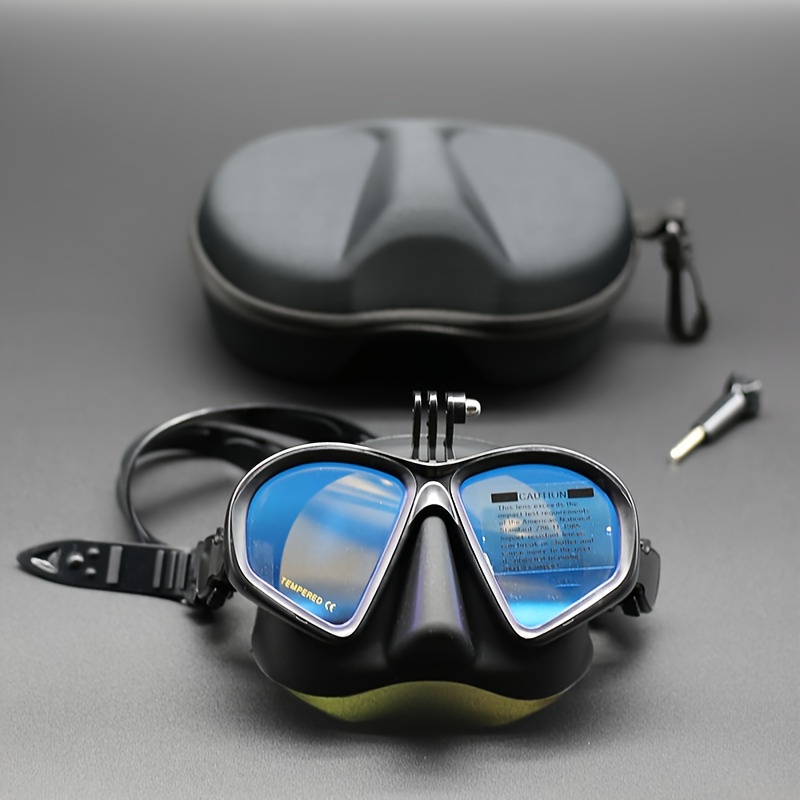 

1pc Tempered Diving Mask With Storage Case, Waterproof And Anti Fog Swimming Goggles, Without/with Camera Mount