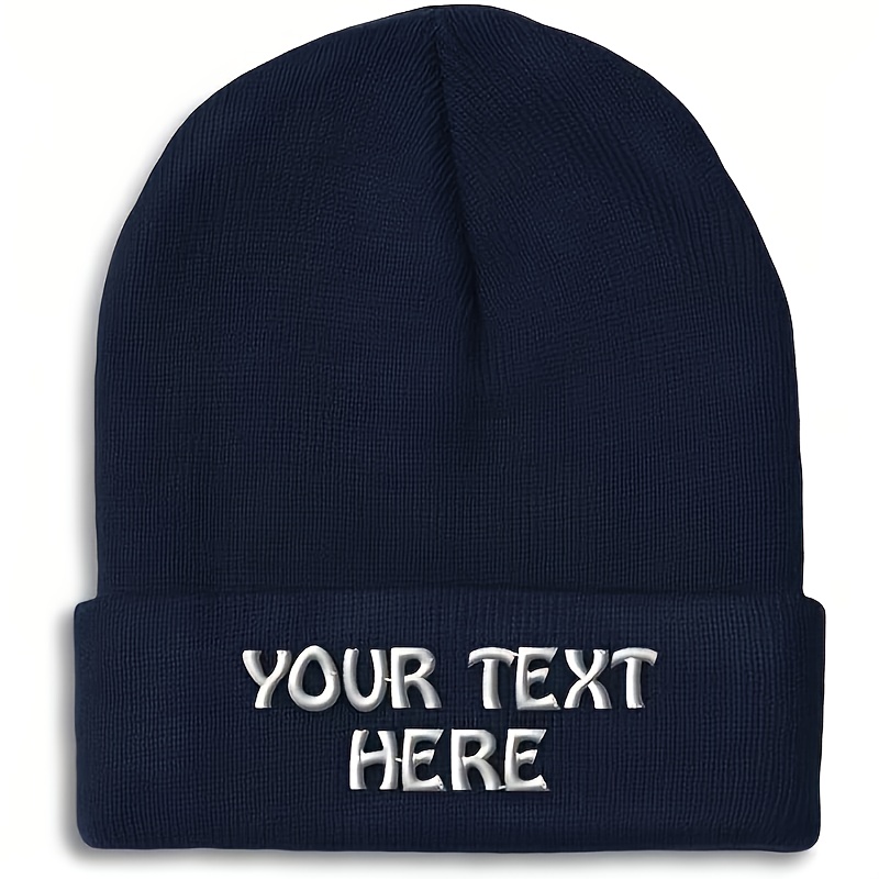 Image of 1 Pack Customizable Text Winter Brimless Hat Unisex - Soft Beanie, Suitable For Outdoor Activities And Daily Wear Warm , Durable Headscarf Fashionable And Versatile