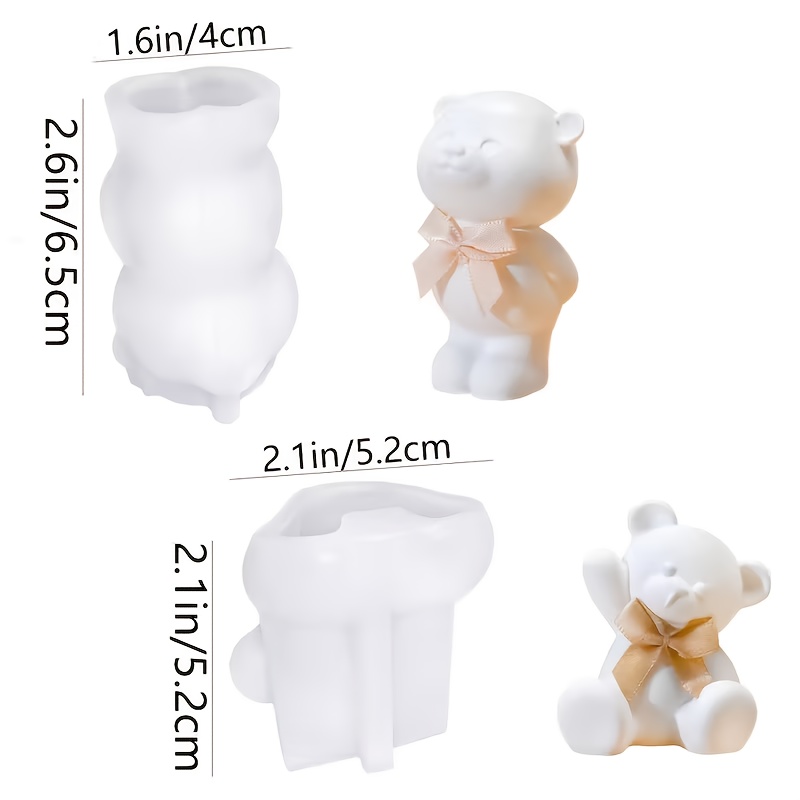 E-shop 2 bärenförmige Silikonformen, elegantes duftendes Bären- Abschieds-kleines-Bier-DIY-Bastelset für Aromatherapie-Kerzen, Seife, Kristallharz,