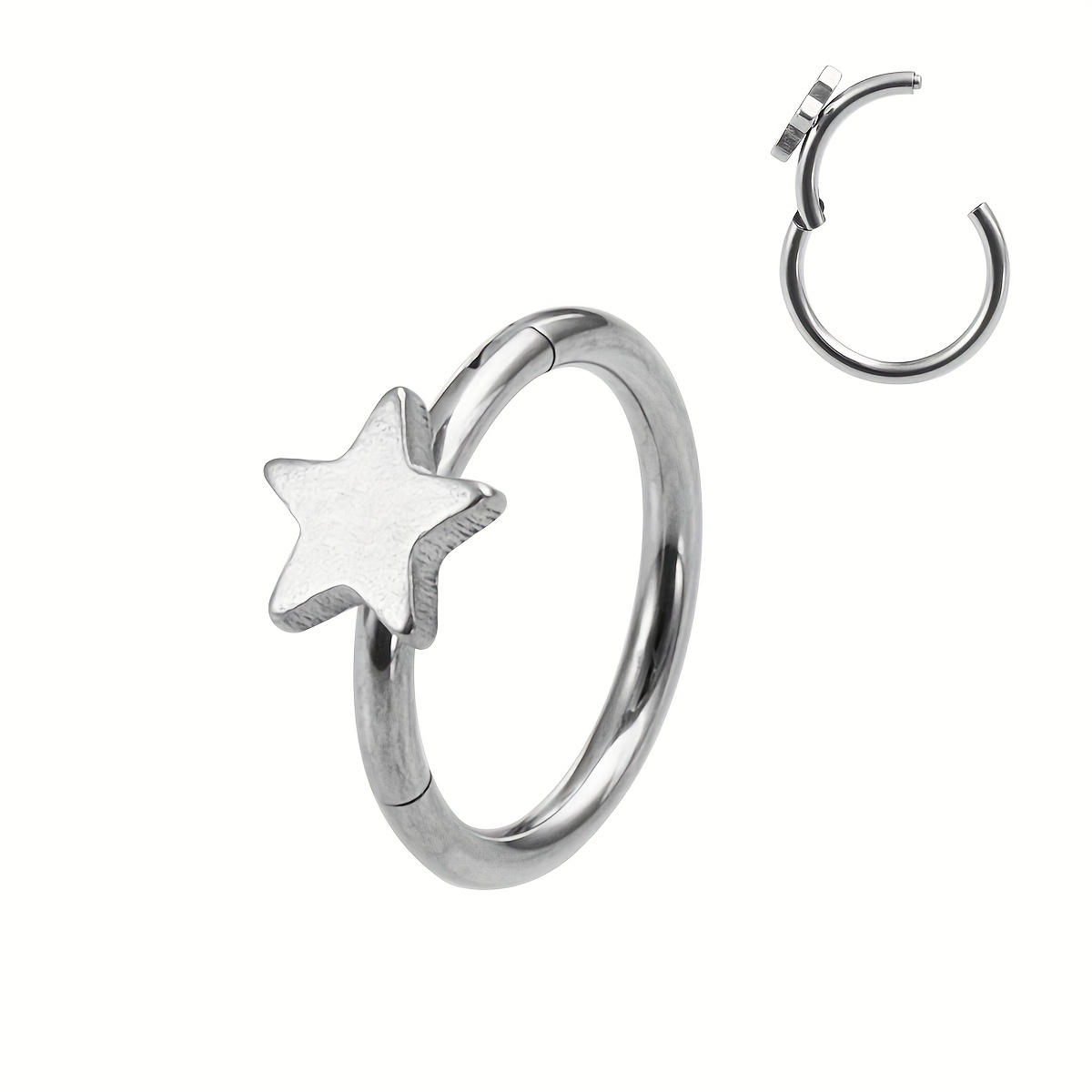 Star Heart Cross Hoop Earrings, Nose Rings Set