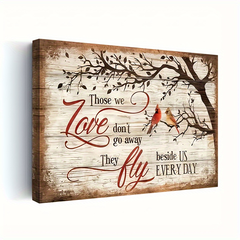 

1pc Wooden Framed Canvas Painting, Those We Love Don't Go Away, They Fly Beside Us Every Day,wall Art Prints With Frame,for Living Room&bedroom,home Decoration,festival Gift,11.8inch*15.7inch