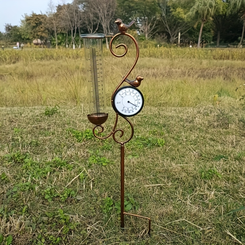 Image of 1pc Outdoor Large Hygrometer Rain Gauge Outdoor Garden Courtyard Supplies Metal Detachable