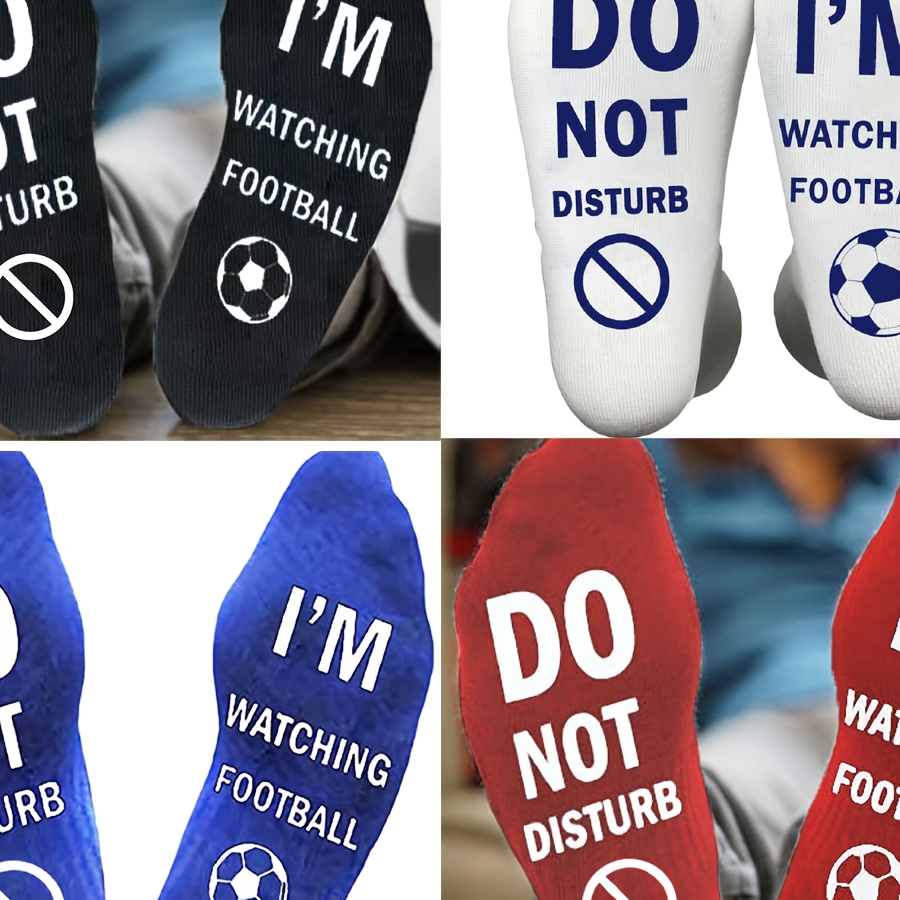 

1 Pair Men's Mid-tube Football Socks, Alphabet Sports Knit Fabric, 80% Polyester 20% Polyamide, , Machine Washable, No Power Required