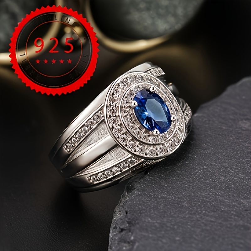 Image of 1pc S925 925 Silver Ring Inlaid With Synthetic Synthetic Synthetic Synthetic Zircon​​ Men's And Women's High-quality Jewelry For Evening Party Wear