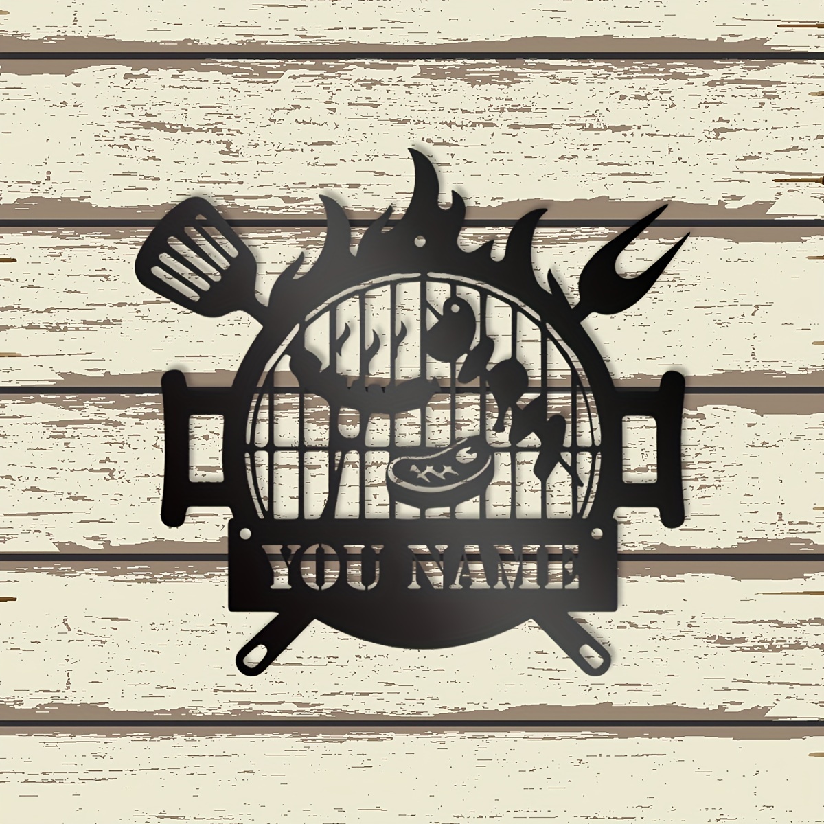 

1pc Personalized Metal Bbq Wall Decor, Customizable Barbecue Art Sign With Grill Design, Rustic Outdoor Kitchen Decor, Durable Metal Grilling Wall Sign, Perfect Gift For Dad & Housewarming