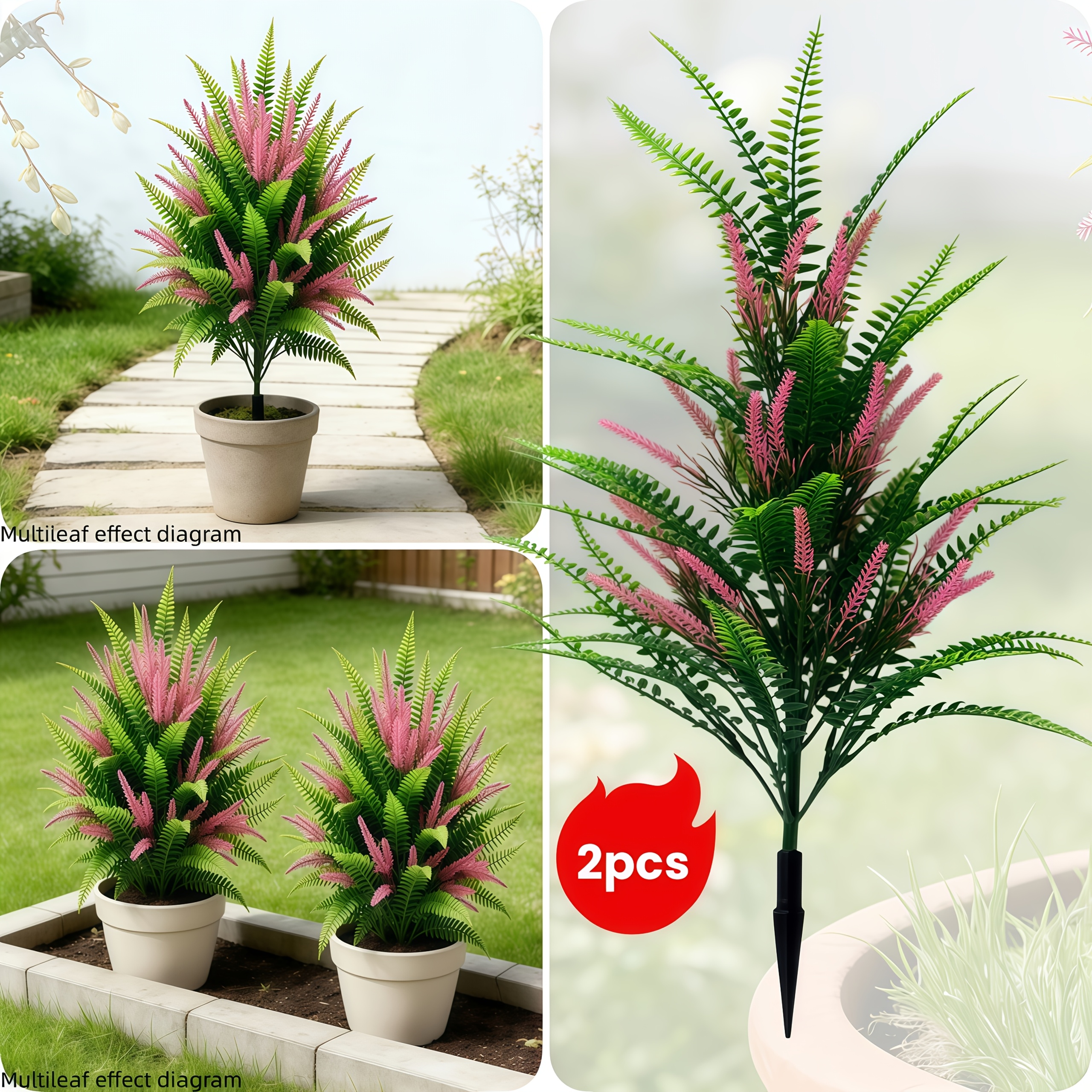 Image of 2pcs Large Edition Powder Lavender Persian Tree - Equipped With Ground Stakes, Luxurious And Realistic Artificial Lavender Tree, Uv Resistant, Suitable For Indoor And Outdoor Decoration