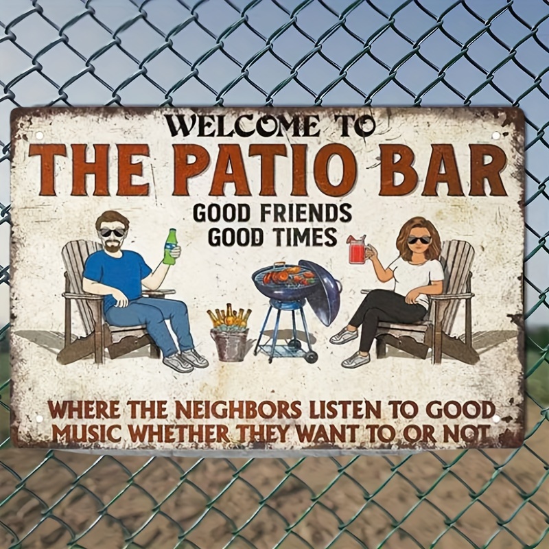 

Welcome To The Patio Bar" Vintage Metal Sign - Perfect For Home, Garden, Or Bar Decor | Ideal Gift For Couples & Friends