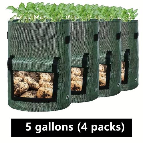 potato planting bags potato planting bags with lids and handles onion fruit tomato carrot vegetable garden planting bags 7 gallon 4 bags