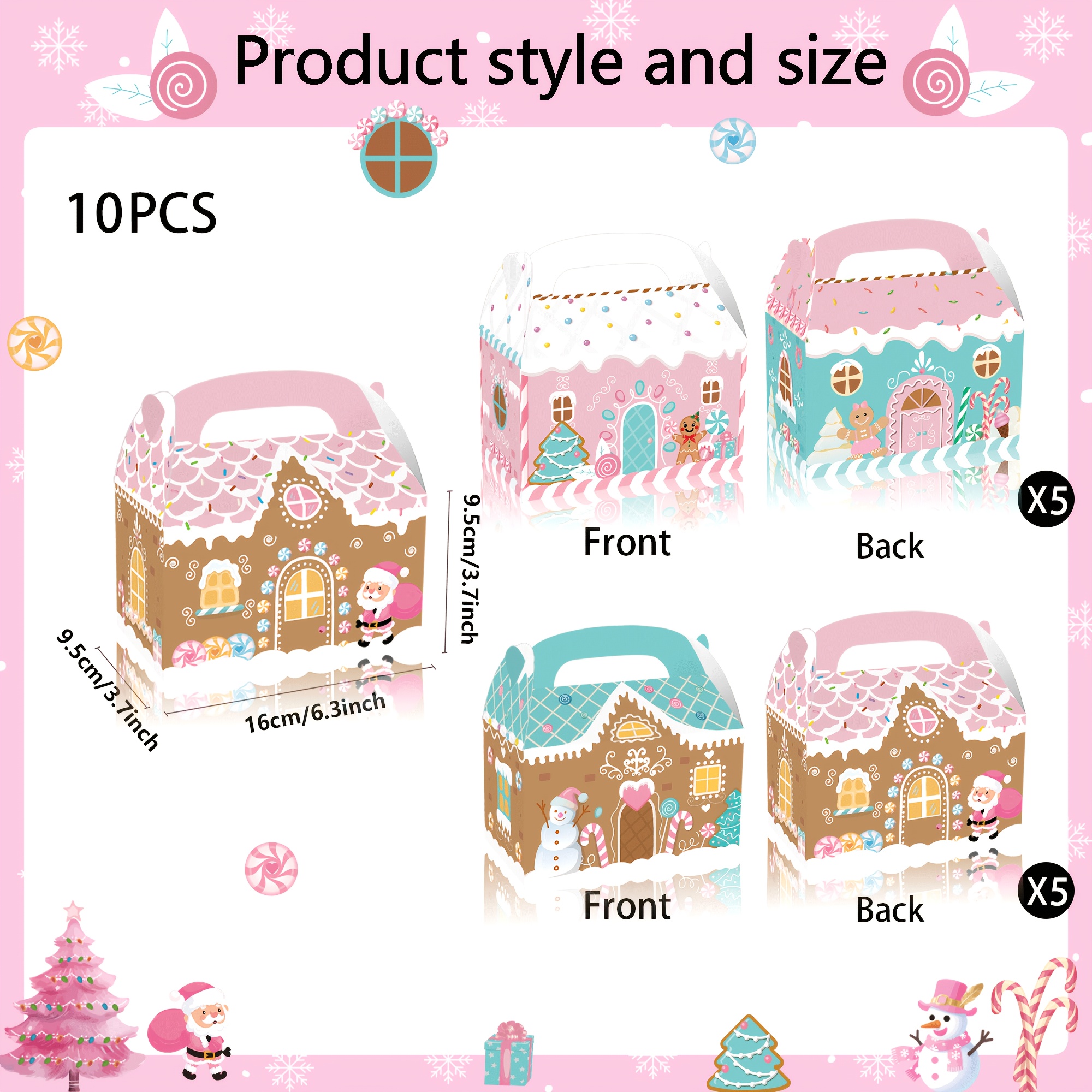 TEMU 10pcs Christmas Gingerbread Gift Boxes, Reusable Xmas Tree Santa Claus Gingerbread Packs, Suitable For Christmas Party, Gathering, Celebration,