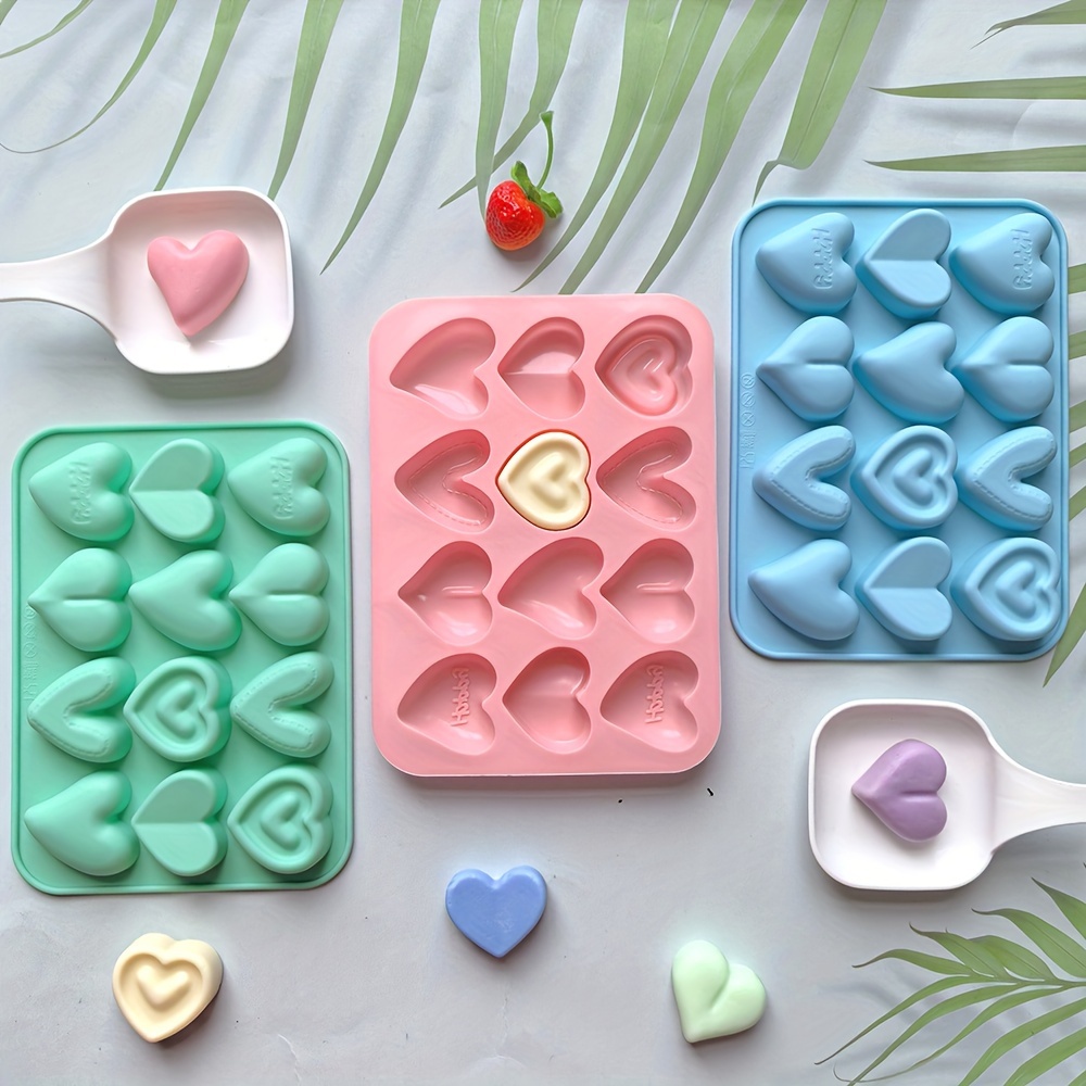 

12-cavity Silicone Heart-shaped Candy Chocolate Molds, Assorted Colors, Kitchen Handmade Baking Tool, Decorative Baking Mold For Home, Kitchen & Dining Decor