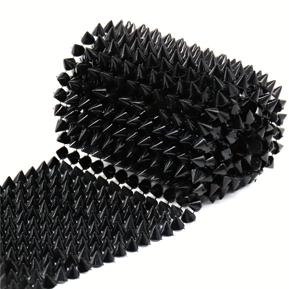 

Black Plastic Rivet Trim, 0.5 Yard - 12-row Studded Mesh For Diy Crafts, Hairbands & Costume Embellishments