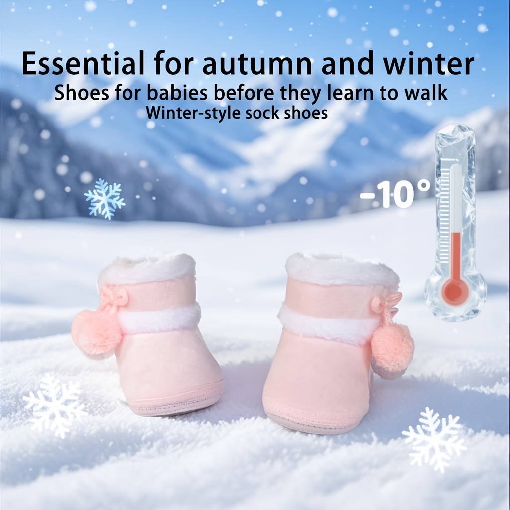 Soft Sole Warm 0-12 Months Baby Boys and Girls Pre-Crawling Fleece-Lined Winter Style Slipper Shoes, Childrens Slippers