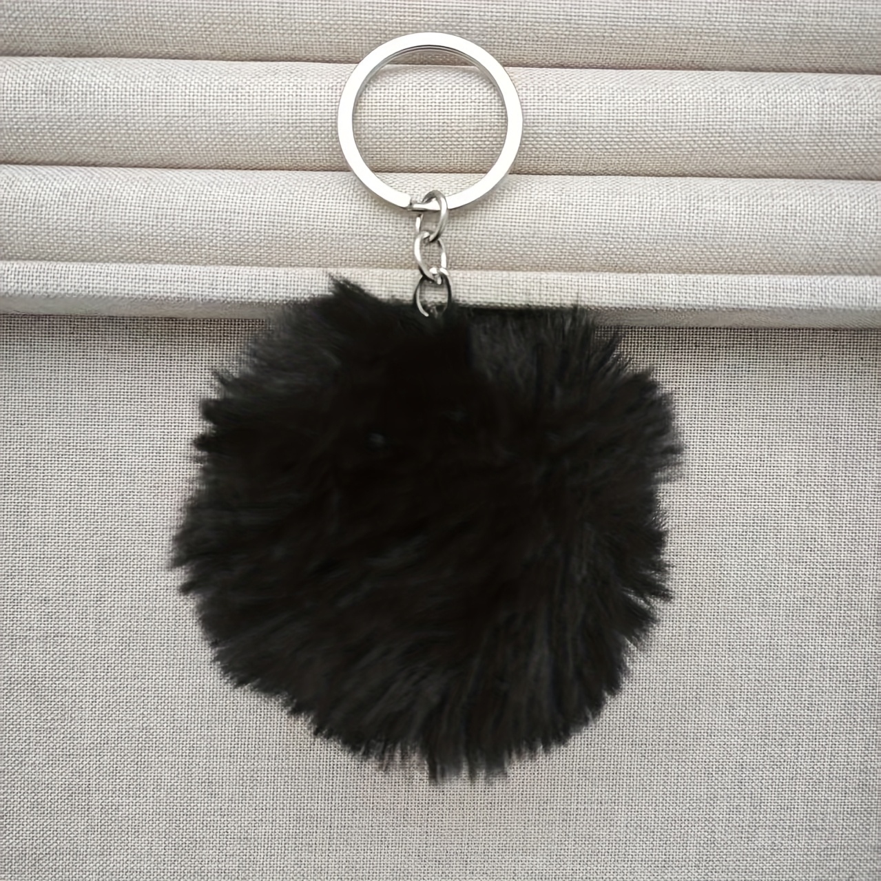 Image of One/two Cute Round Ball Lop Rabbit Plush Ball-shaped Car Keychain Pendant, Charm, Key Accessory