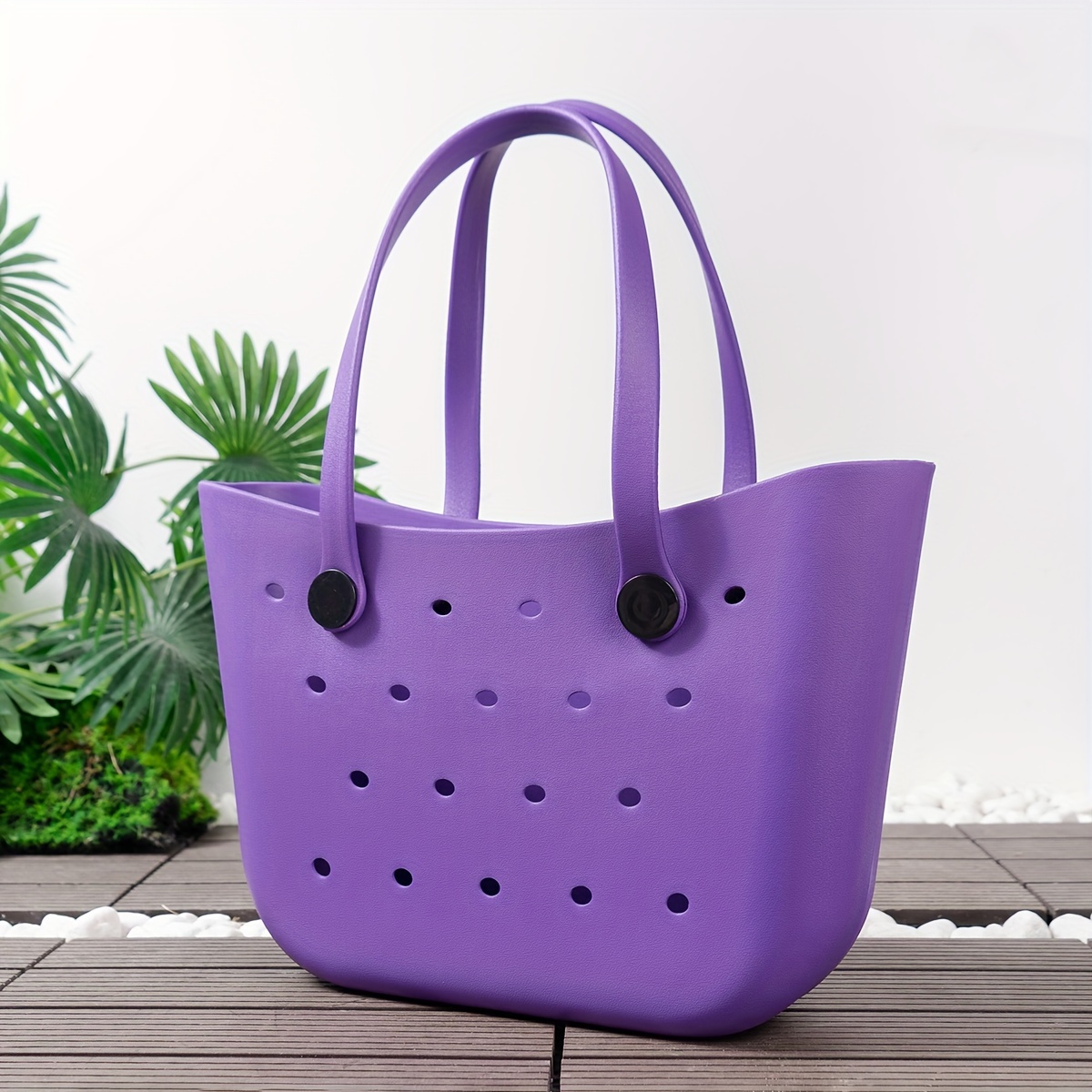 

1pc, Solid Color Eva Smooth Finish Beach Bag, Casual Style, Lightweight Shoulder Bag For Summer Vacation Use