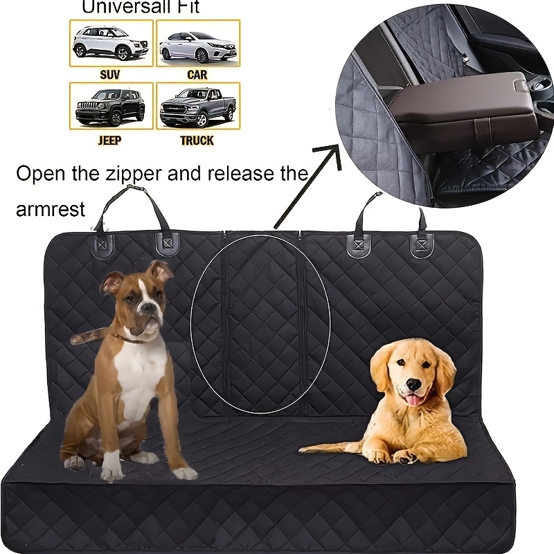 Dog Car Seat Cover, Rear Seat Protector; Pet Car Seat Protector Bench, Heavy-Duty Seat Cover Fits Most Cars, Trucks, and SUVs' Center Armrests