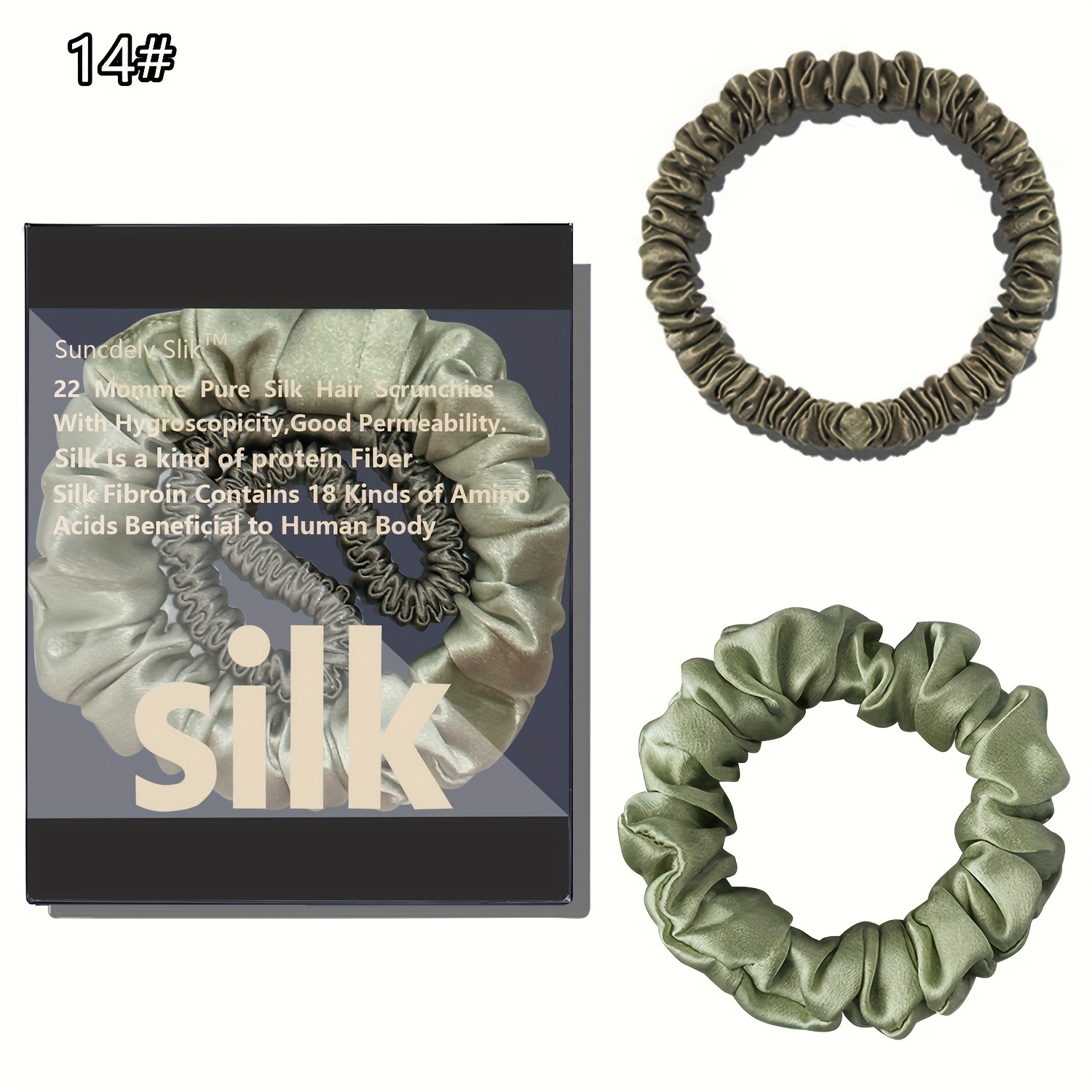 Image of 2pcs 100% Silk Silk Hair Ties Elegant Casual Hair Rope Women Hair Accessories Pure Breathable Smooth 22momme