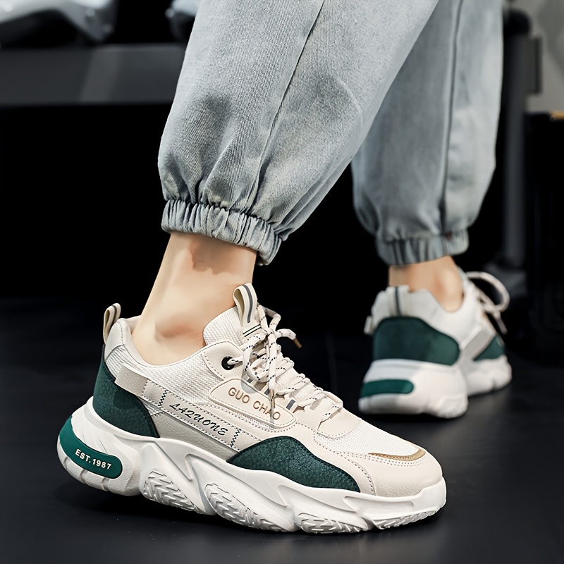 Zapatillas Chunky para Hombre Zapatos de Skate Versátiles y Negro con  Fuerte, Parte de PU Transpirable, Forro de