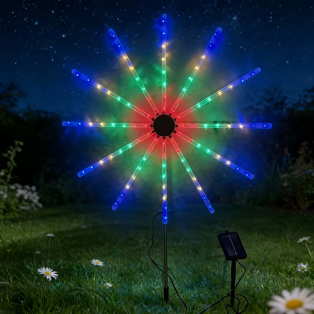 Image of Solar Windmill Light With Effect, 96 Leds, 8 Lighting , 3 Color Options, Outdoor Decoration, Suitable For New Year, Parties, Weddings, Thanksgiving, Christmas, Camping