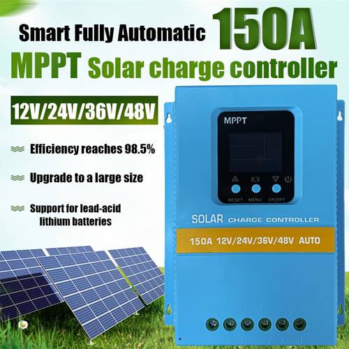 150a high mppt solar charge controller with lcd usb ports suitable for 12v 24v 36v 48v systems featuring overcharge protection and temperature control smart battery regulator suitable for systems