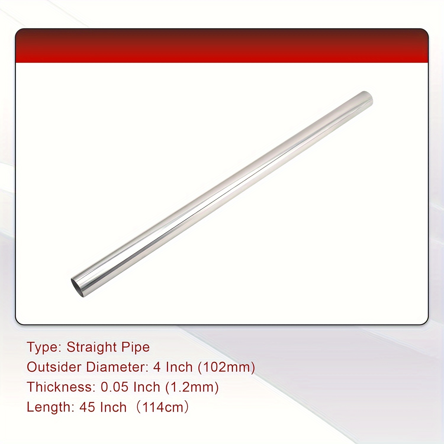 TEMU Polished Straight 4" Od 45" Length Diy Custom Exhaust Pipe 4 Inch Tube Pipe T304 Stainless Steel Universal