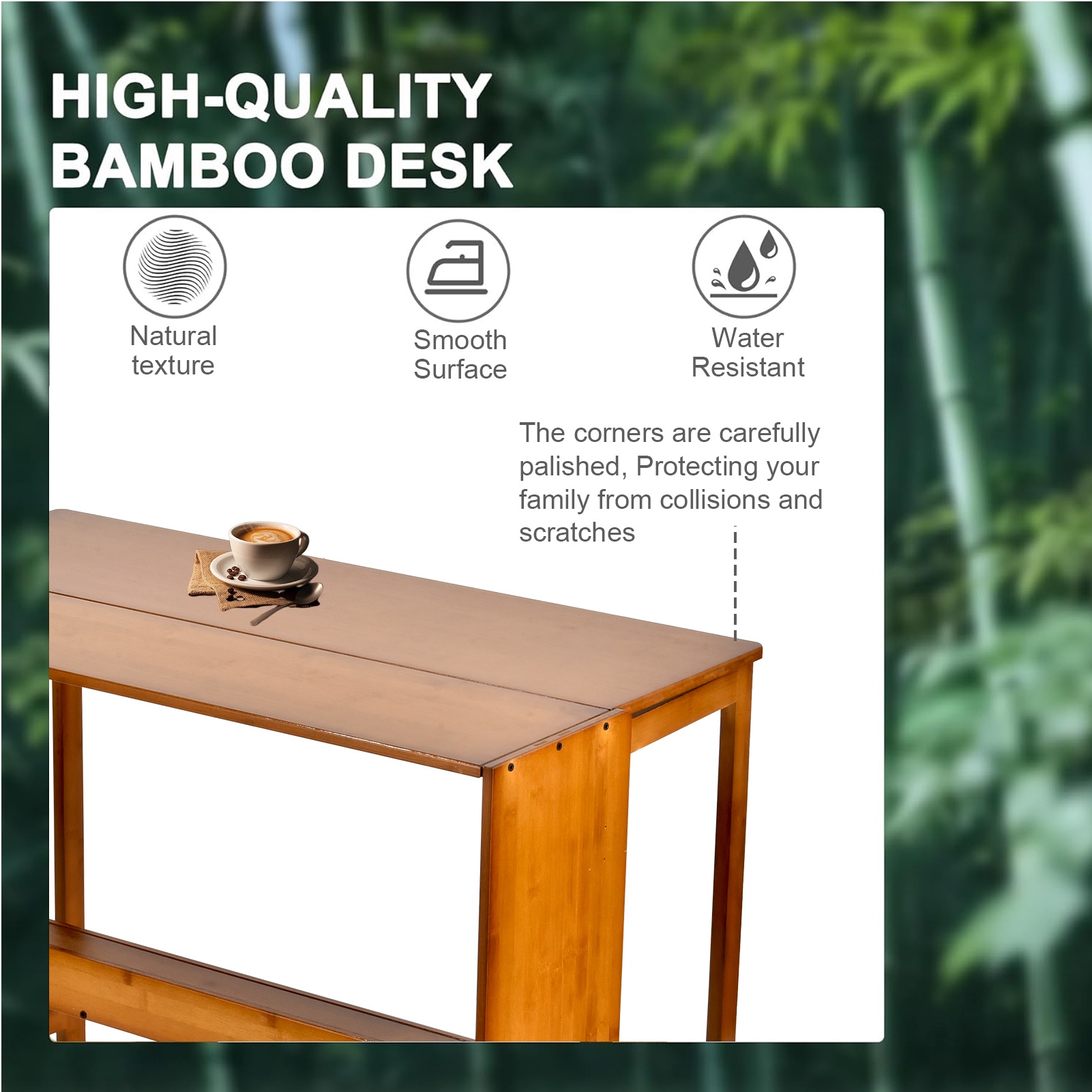 Multipurpose Folding Desk, 40.6 Inch Wide Wooden Table (Folds to 9.8in) - Space Saving Design with Storage for Home Office, Dining & Study