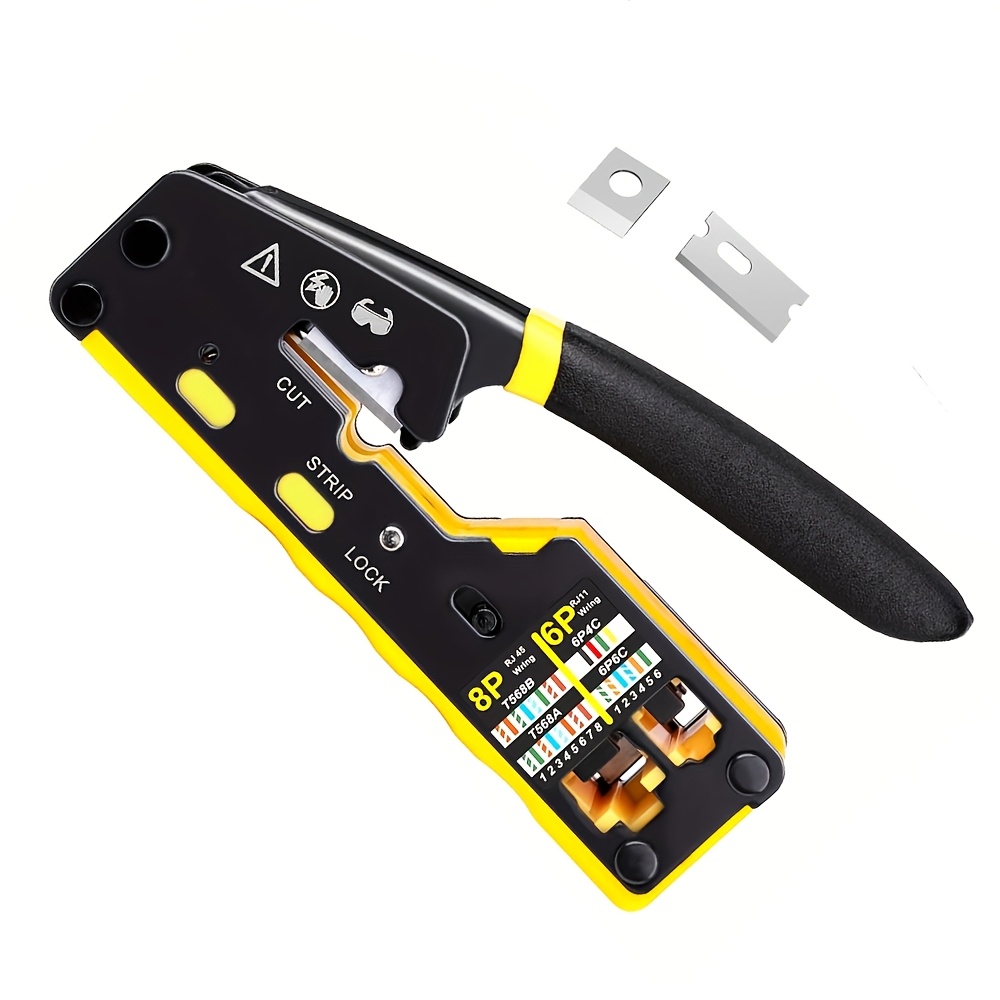 TEMU Strumento di pressaggio connettori per connettori RJ45, Cat6, Cat6A, , Cat5E per strumento di pressaggio Ethernet di rete