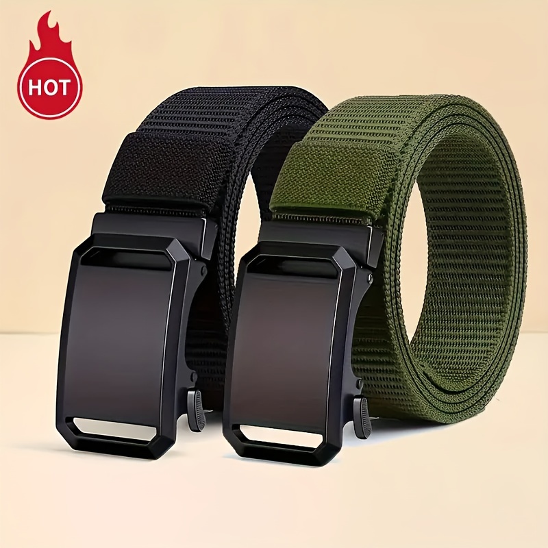 

2pcs Men's Nylon Automatic Buckle Belt, Casual Nylon Pants Belt