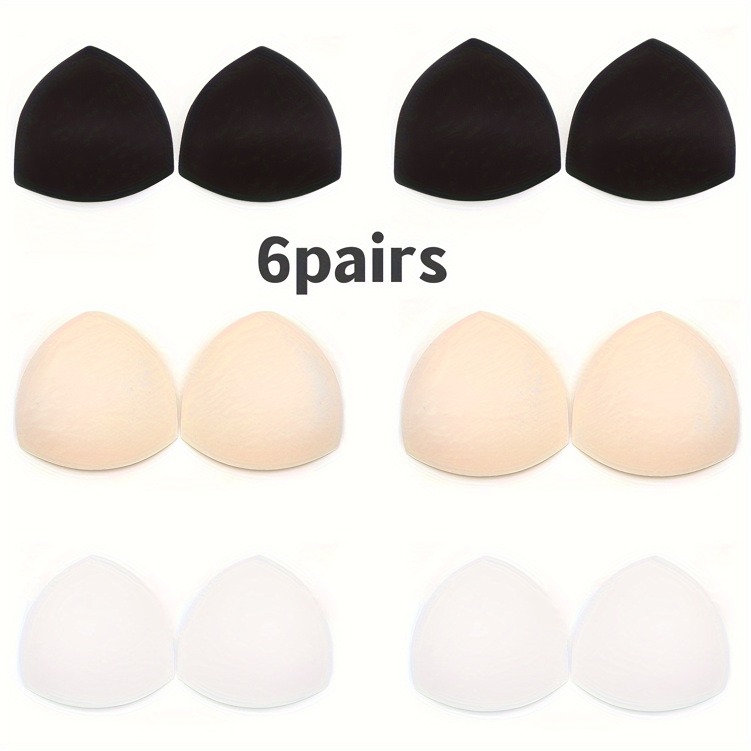 

6 Pairs Triangle Bra Pads, Seamless Sponge Inserts For Sports Bras, High-quality Lingerie Accessories, Breast Pads