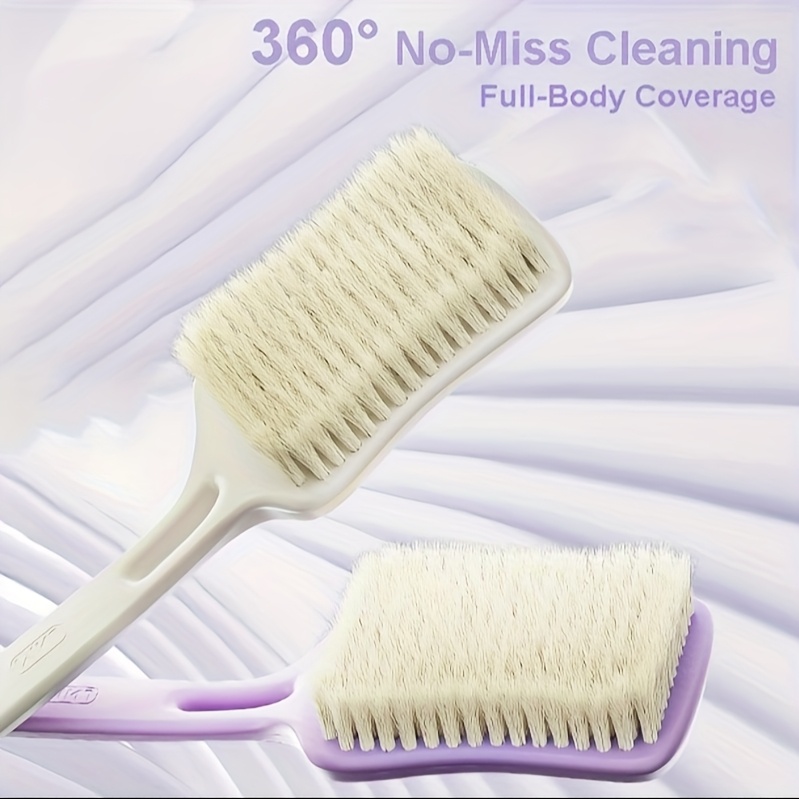 2 pack extra long handle bath brush with ergonomic   scrubber for exfoliation deep cleaning firm bristles for dead skin removal hanging hook for shower storage ideal for seniors   mobility Product details 1