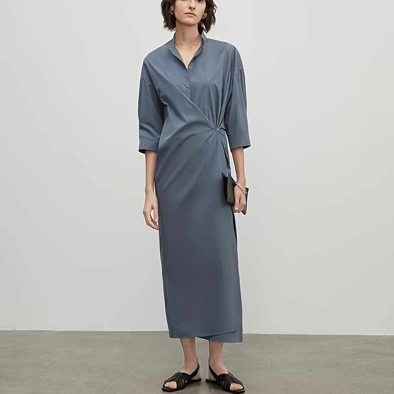 open lace back dress POLYESTER WASHER TWILL WRAP DRESS – THE SHOP YOHJI YAMAMOTO main image 1