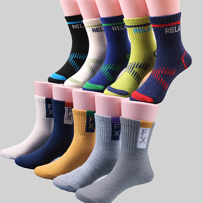 Image of 10 Pairs Of Seasonal Boys' And Girls' Mid-calf Socks With A Style For Students