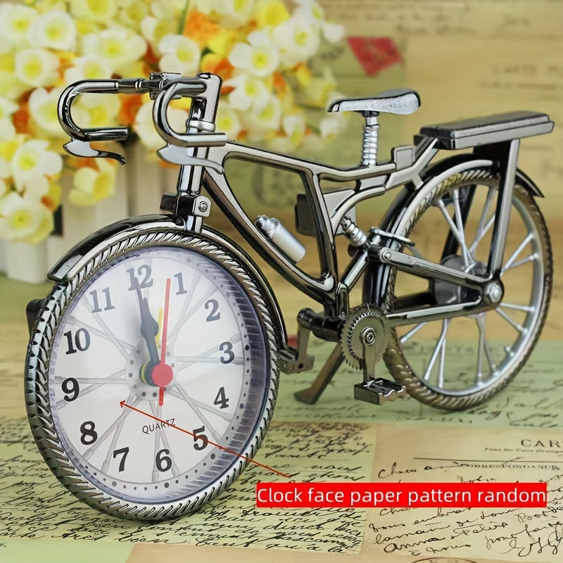 

Vintage Bicycle Alarm Clock - Creative Bedside & Desktop Decor, Abs Plastic, Easy-to-read Arabic , Adjustable Knobs /alarm Setting (aa Battery Not Included)