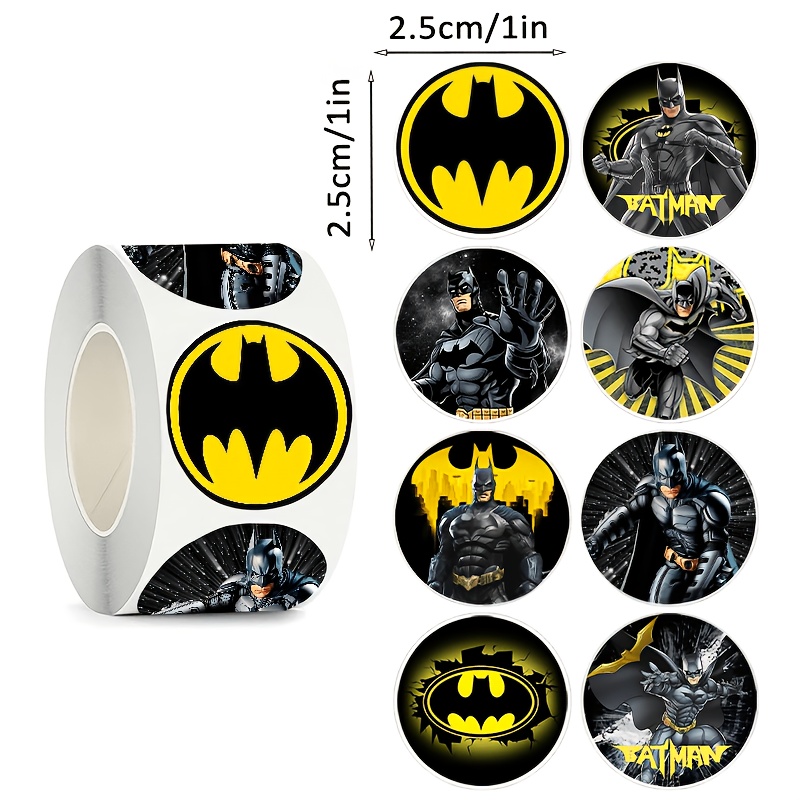 TEMU Wb Batman 500pcs Stickers, Pvc Round Labels For Party Favors, Invitation Seals, Handmade Photo Albums, Office Supplies, Product Labels, Notebook