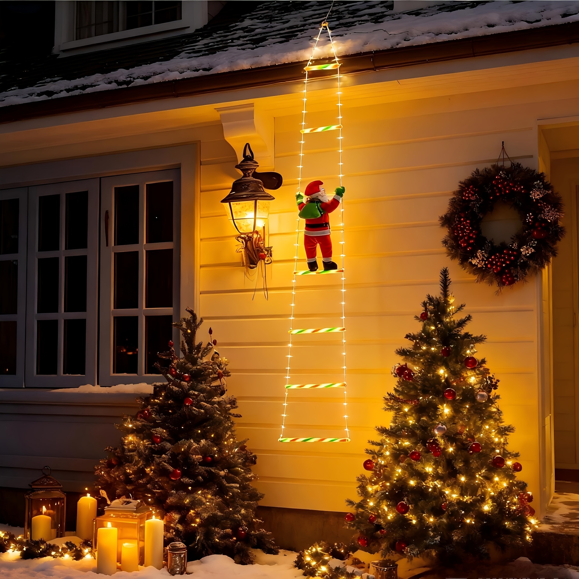 2026 Nieuwe Warm Wit/Kleurrijke Kerstman USB Ladder Verlichting - Afbeelding 11