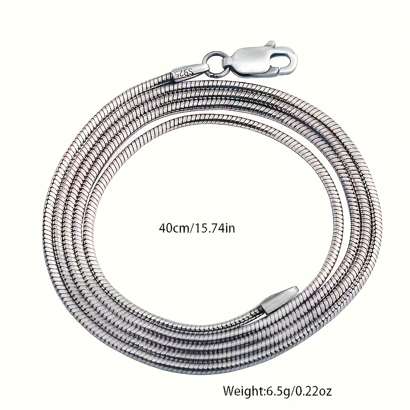 925 Sterling Silver Snake Bone Chain Necklace