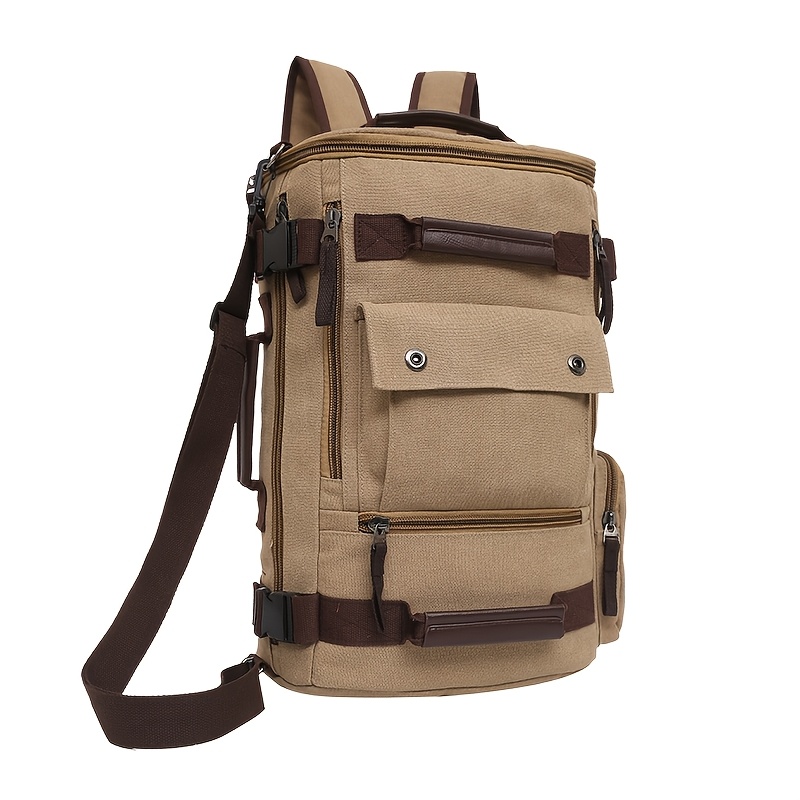 Image of Retro Canvas Backpack, Large Size (45 X 32 X 17cm), In , Suitable For Outdoor Travel, Hiking, And Business Trips