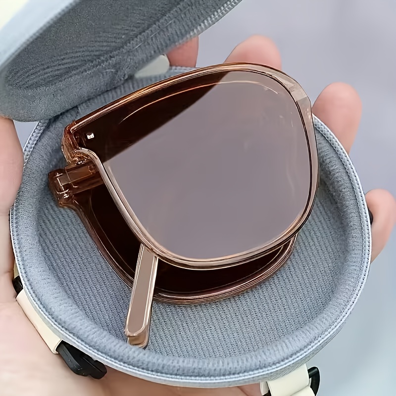 2pcs set rose golden folding glasses lightweight and elegant round frame decorative glasses with foldable portable case