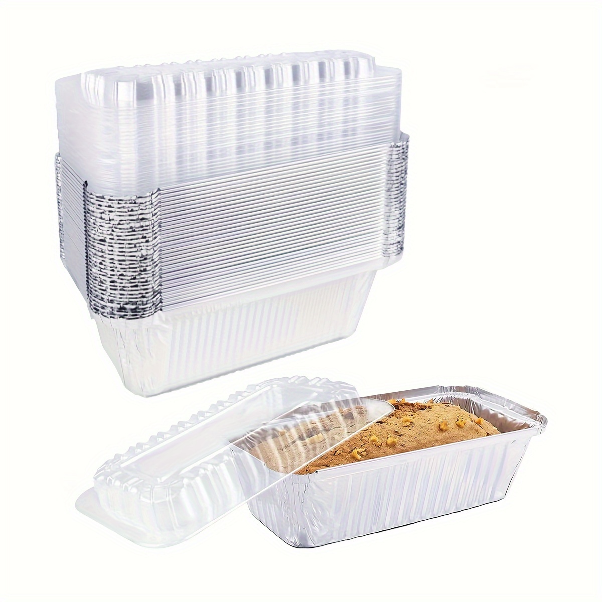 

10/30pcs 7.8" X 4.3" Aluminum Foil Bread Pans Disposable, 2lb Loaf Pans With Dessert Boxes, Baking, Storing,