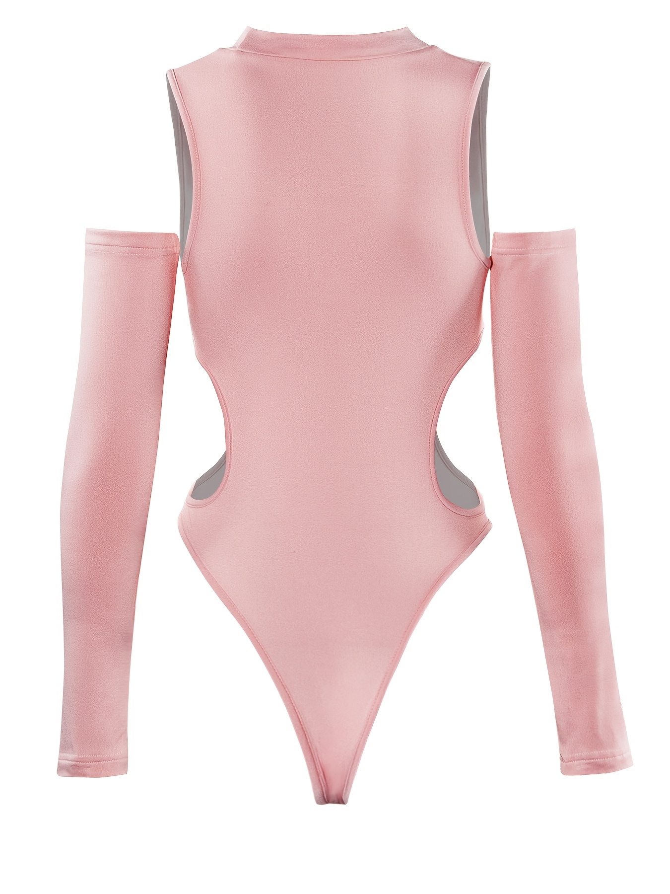 solid cut bodysuit casual long sleeve mock neck - Temu Canada