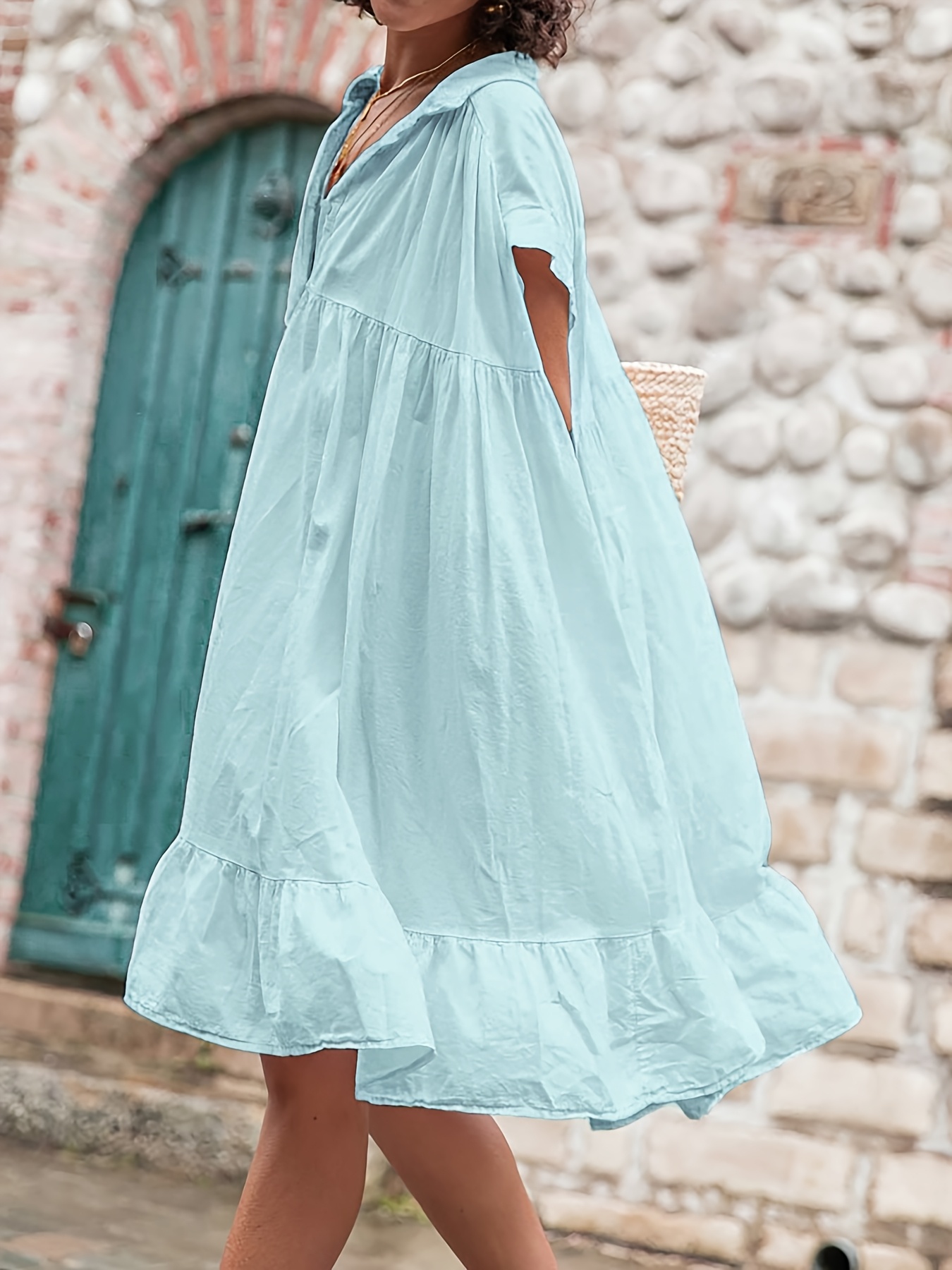 plus size womens elegant a line dress flared skirt non Temu Canada