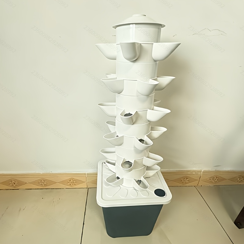 Vertical Hydroponic Tower For Herbs, Fruits And Vegetables 6 Layer 30 Plants Sites With Movable Water Tank Pump Timer Adapter, Hydroponics Growing Tower System Kit, Indoor