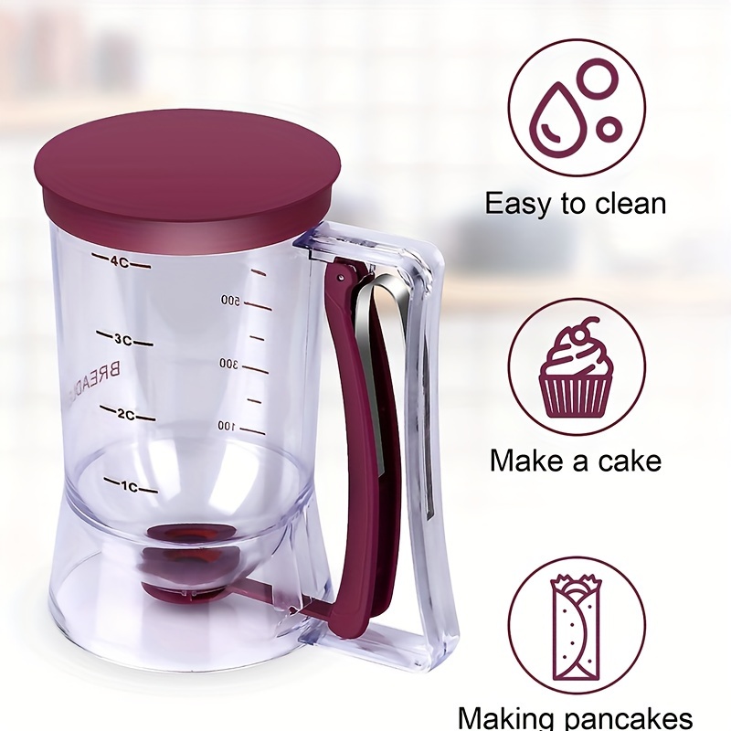 1pc kitchen batter separator cupcake handheld dispenser for bakery batter funnel measuring cup baking tool handheld leak cup with measuring label dispenser batter dispenser suitable for perfect pancakes cupcakes waffles muffin blends cream details 2