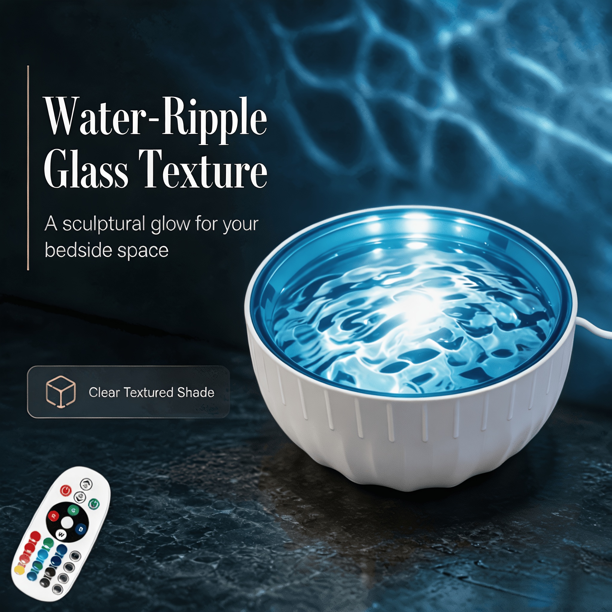 TEMU Newly Upgraded Creative Bowl-shaped Wave Effect Projection Usb Lamp | 16-color Remote Control/touch Adjustable Brightness | - Easy To | Usb