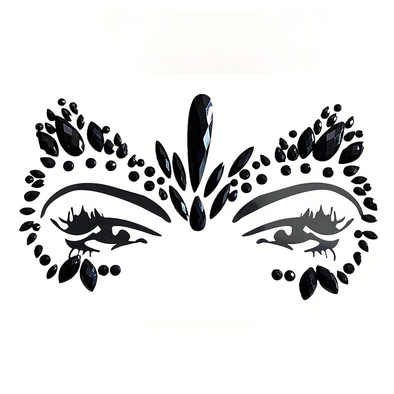 Halloween Black Rhinestone Face Stickers, Dark Teardrop Face Tear Gems, Resin Rhinestone Adhesive Brow Stickers For Men's And Women's Prom Party Makeup