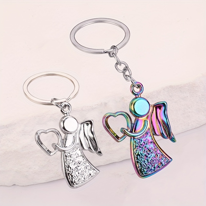 

1pc Cute Keychain With Wings, Cartoon Holding Love Keychain, Anniversary Gift For Couples, Bag Pendant