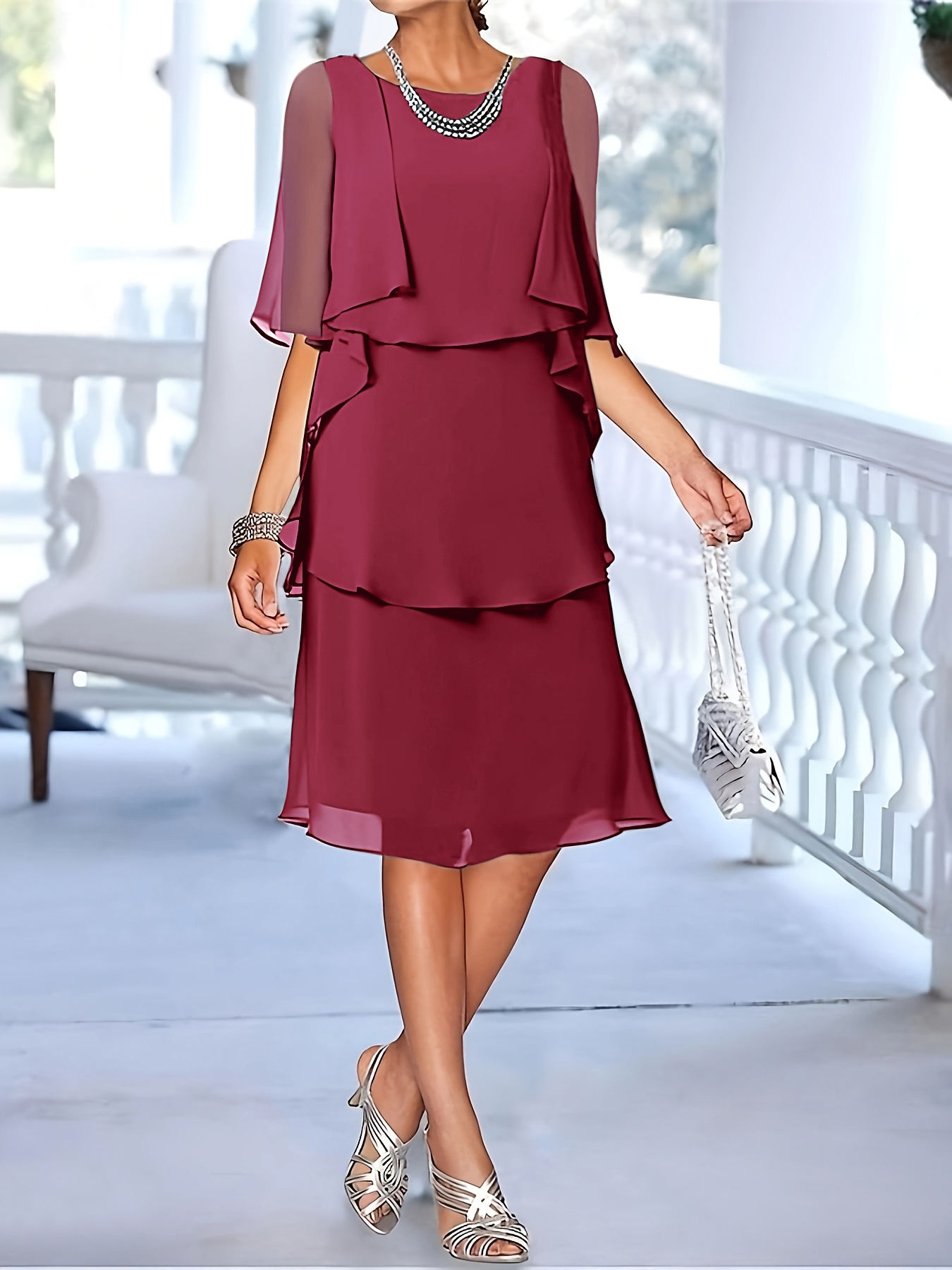 womens wedding guest dress elegant layered - Temu Cyprus
