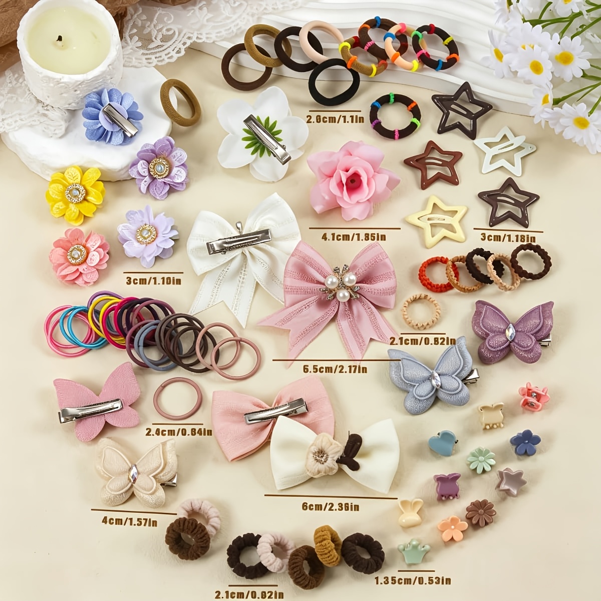 104pcs Morandi Vintage Hair Accessory Set