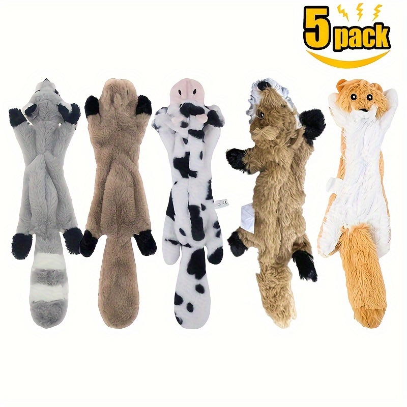 

5pcs Squeaky Plush Dog Toys - Durable Chew And Teething Play Set For Medium Breeds, Interactive Pet Entertainment